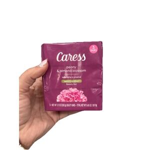 3 Pack CARESS Peony & Almond Blossom Bar Soap 3.15 oz